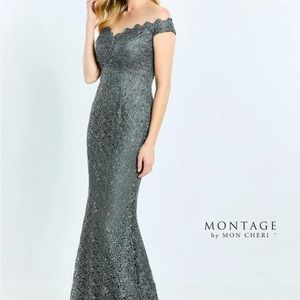 Montage by Mon Cheri Mother of Bride Off Shoulder Fit & Flare Dress #117920
